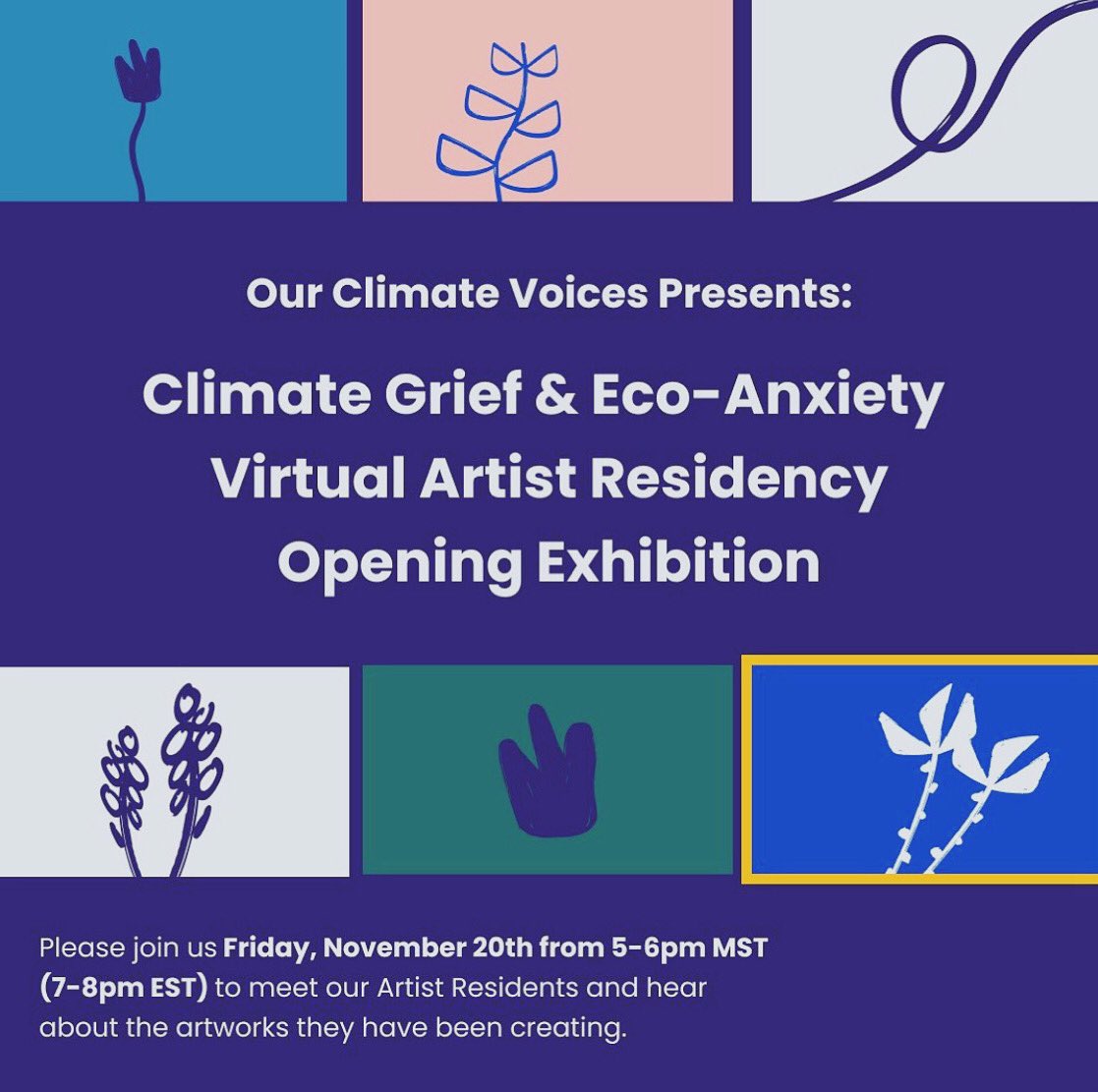 Tomorrow! Come meet the artists who participated in <a href="/Climate__Voices/">Our Climate Voices</a>’ Eco-Anxiety &amp; Climate Grief Artist Residency program and hear about their work 💫 (register at  ourclimatevoices.org/climate-grief-…)

Supported through our Sustainable Visions program (more info at link in bio)