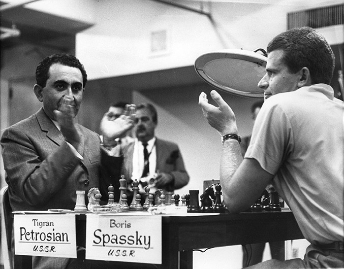 Douglas Griffin on X: World Champion Tigran Petrosian in play during the  11th game of his first title match v. Boris Spassky, at the Estrada Theatre  in Moscow, 4th May 1966. (Photo