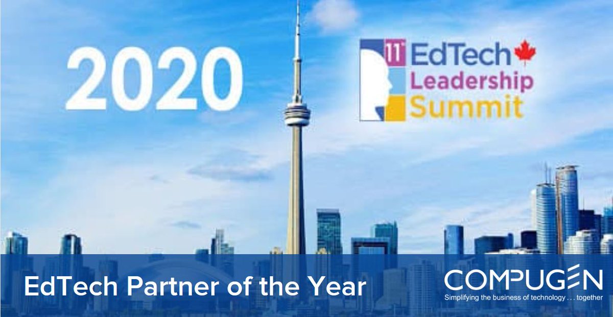 CompugenInc's tweet photo. We're proud to announce we were awarded the 2020 EdTech Partner of the Year at the Canadian EdTech Leadership Summit. #hybridlearning #edtech #EdTechSummit20 https://t.co/5Yshqg6ZLI https://t.co/xFZ7JqnLot