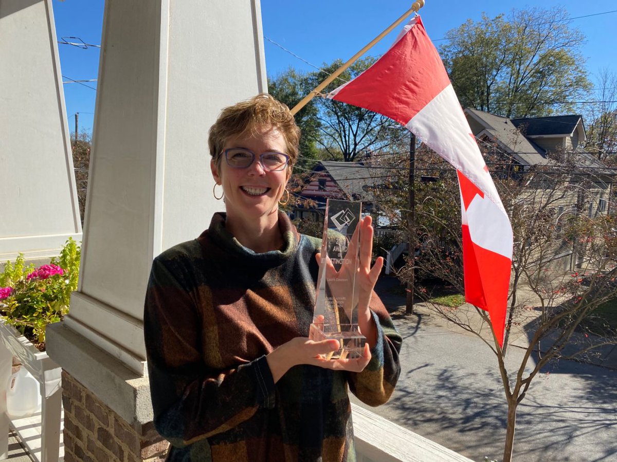 It was my pleasure to present <a href="/DawsonCanada/">Laura Dawson</a> with the 2020 <a href="/PAAC84/">PAAC</a> Award of Distinction today, during our Annual Conference. Although it was virtually, we managed to get the award to the US in the hands of a very deserved recipient, AND posed in front of the maple leaf! Congrats!