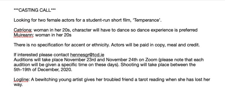 DUFilm's tweet photo. Casting Call! For short film ‘Temperance’ https://t.co/2BhLHJpoXQ