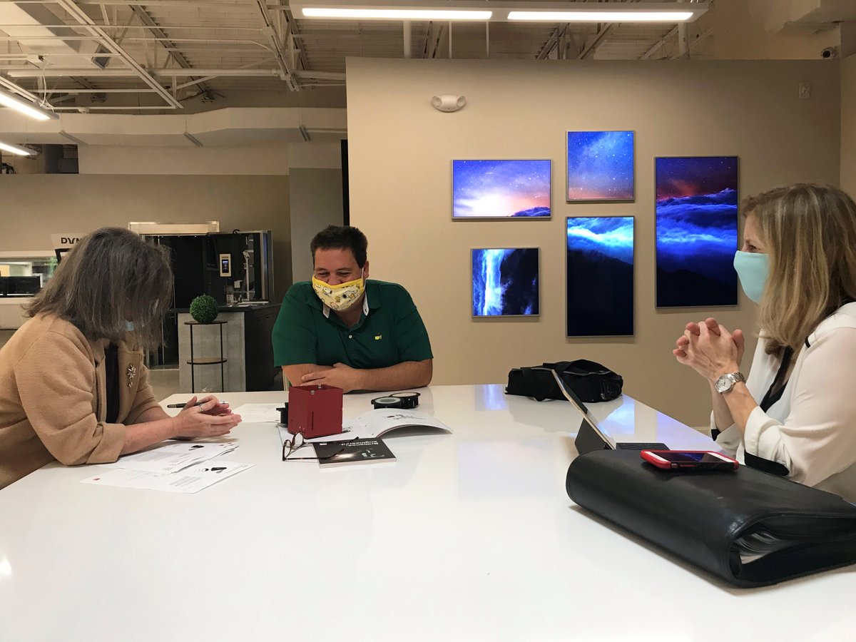 Boca_Tech's tweet photo. Talking about our products confidently is a big deal! Today we had Deb Giarratana from Orion and Lani Godfrey from DMF Lighting come in and brighten our views on lighting. They showed us the advances in lighting technology and are helping us re-master the lighting in our theater. https://t.co/OD2MrMJAgr
