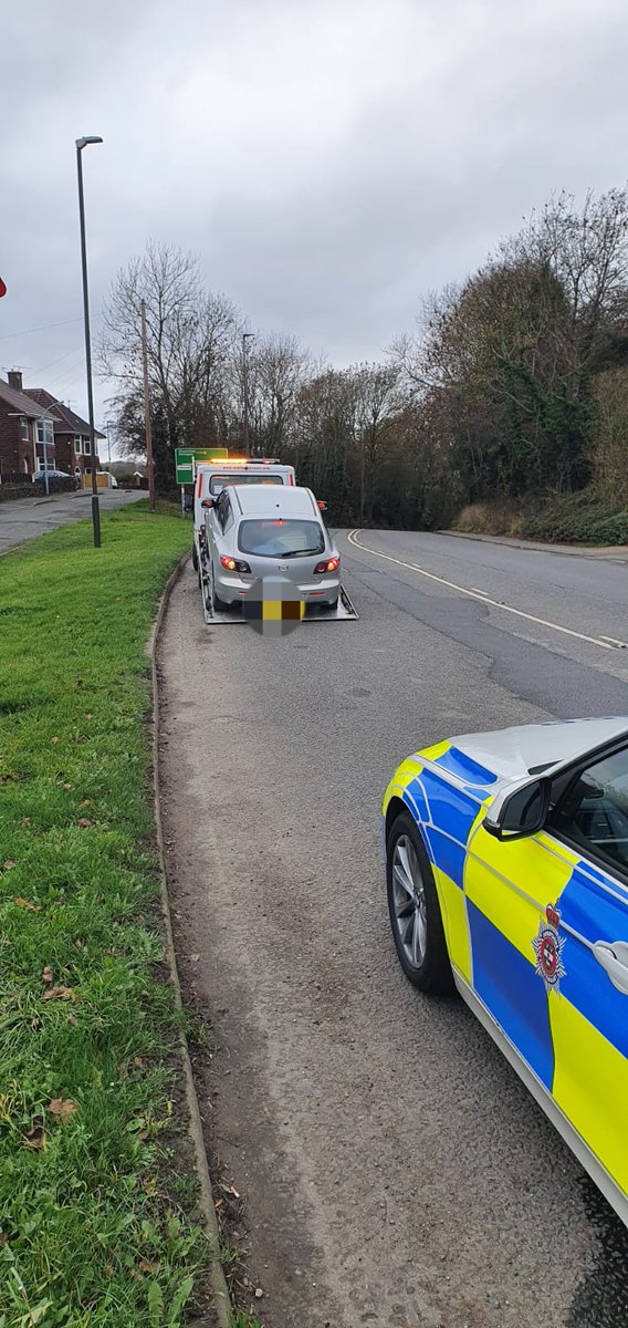 DerbyshireRPU's tweet photo. Staveley. Driving around with a flat tyre. Uninsured as incorrectly assumed they had a third party extension on their own policy. #Seized #FeelingDeflated https://t.co/4T2y45XVAq