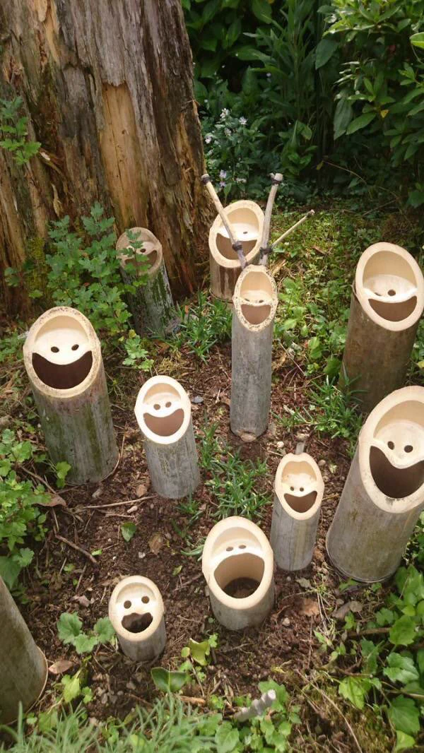 可愛いお顔がいっぱい？竹の切り口から笑い声が聞こえてきそう！