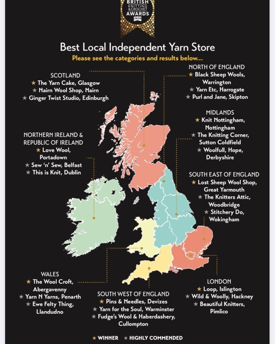 Fudgeswool's tweet photo. The results of the British Knitting & Crochet Awards were published today and we were Highly Commended! Thank you to everyone who nominated and voted for us! Love Cara & Tori 😀 #shoplocal #knitting #crochet #sistersinbusiness #awards #almostwon #britishknittingandcrochetawards https://t.co/oBwAypIHDR