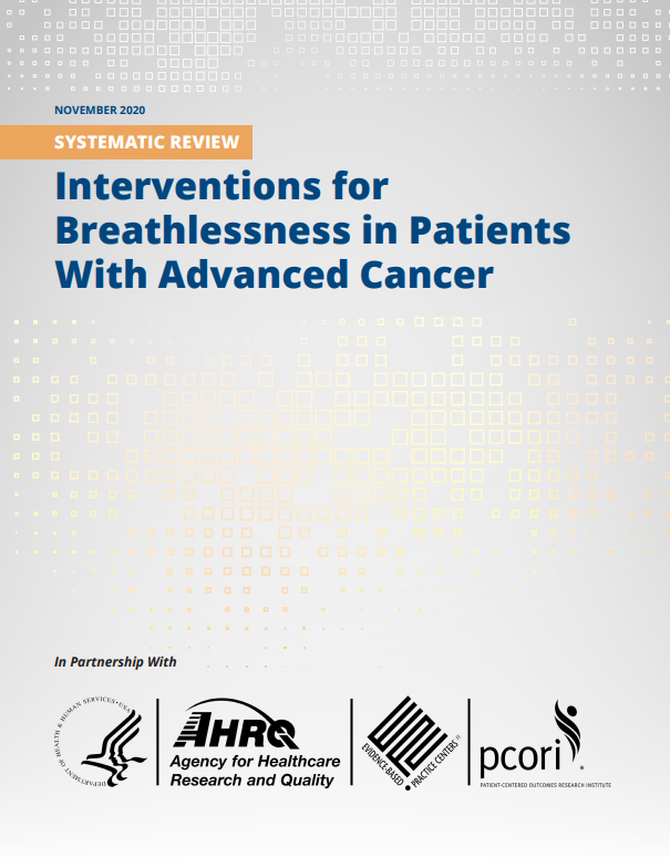2/ This article is co-published with a more comprehensive  @PCORI  @AHRQNews report including both non-pharmacologic and pharmacologic interventions. It forms the basis of an upcoming  @ASCO guideline on this topic. https://www.pcori.org/research-results/2019/interventions-breathlessness-patients-advanced-cancer-systematic-review-update