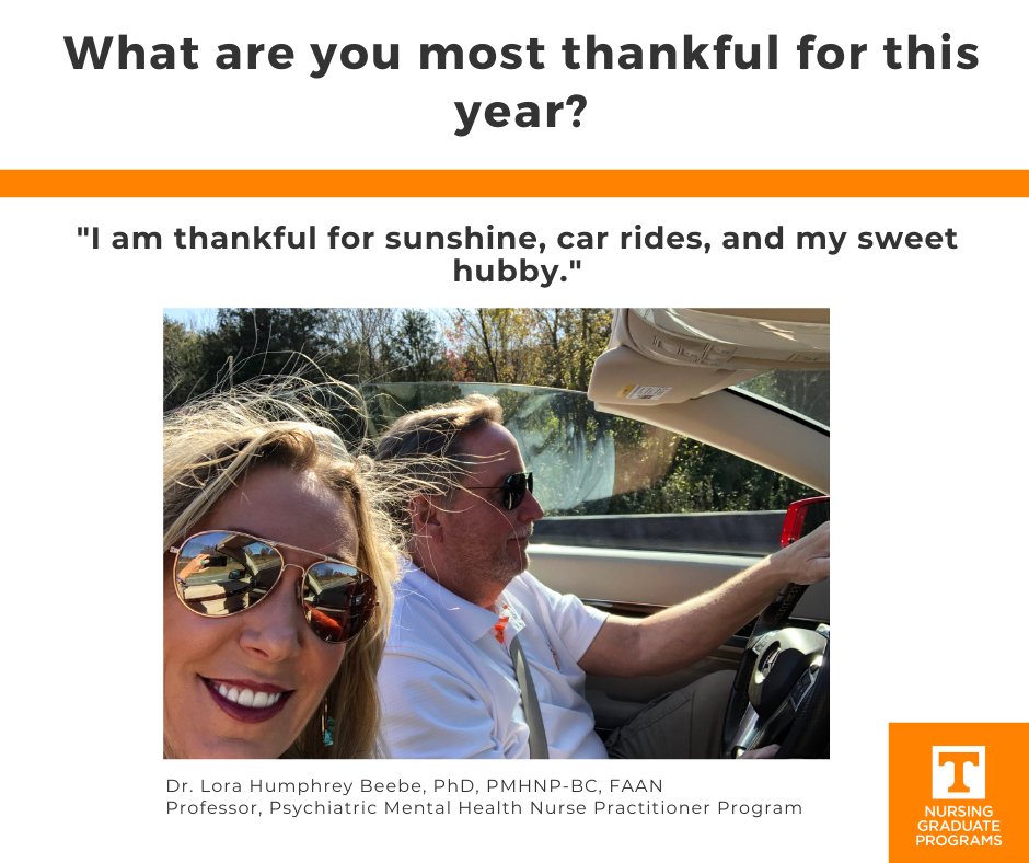 Dr. Beebe shares what she is most thankful this year! To read about Dr. Beebe's background, please go to nursing.utk.edu. Want to learn more about becoming a part of the VOLNurse Family, please reach out to us at congrad@utk.edu. #volnurse, #utkdnpnurse, #utkphdnurse