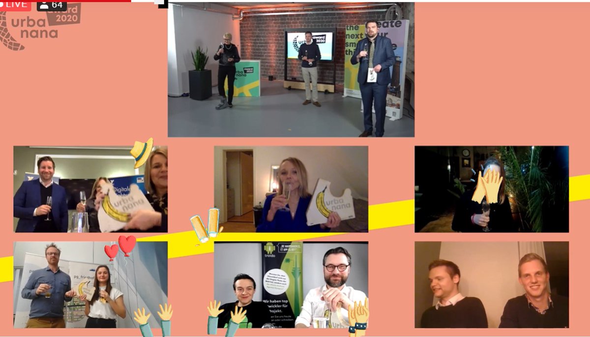 TourismusNRW's tweet photo. Herzlichen Glückwunsch an alle Nominierten und Gewinner*innen des #urbananaAward! Es war uns ein Fest! Vielen Dank für die Unterstützung von #dringeblieben, #GreyfieldGroup, Moderator Johannes Meyer & DJ Phil Phader und natürlich alle, die zugeschaut haben! https://t.co/XmOz55ts3x