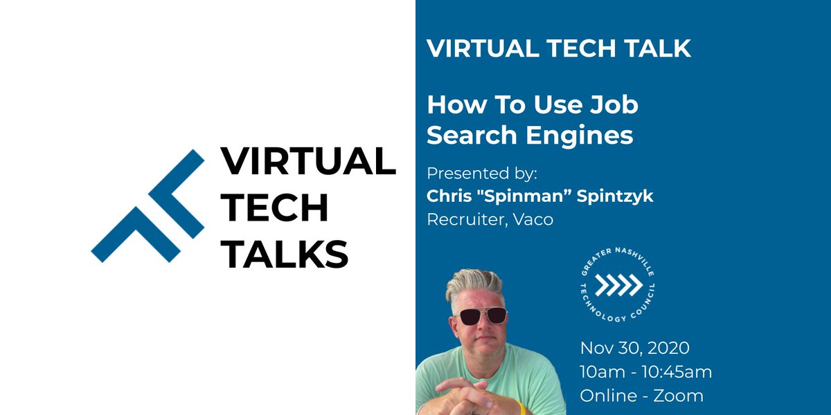 nashtechcouncil's tweet photo. Looking for a job? Join us on 11/30 for our next #NTCTechTalk on How To Use Job Search Engines! 

Register today to learn from recruiter and connector, Chris Spintzyk, Vaco.

Register for the free event here: https://t.co/qQQvhYPCC0 https://t.co/LY0BgOfvr0