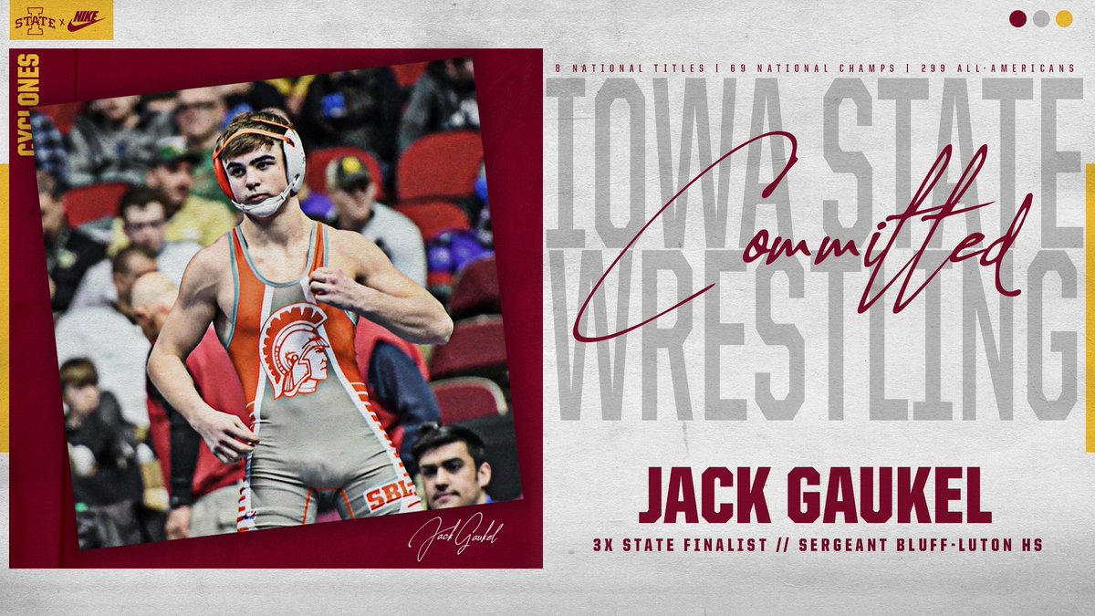 GaukelJack's tweet photo. I’m very proud to announce that I will be furthering my athletic and academic career at Iowa State University. I would like to thank my family, friends, and coaches for helping me to this point. All glory to god! #CyclONEnation https://t.co/0zBZnEndg1