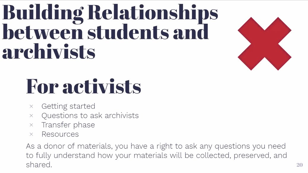 TNarchivists's tweet photo. Session 4: Valencia Johnson from @PrjctSTAND discusses archiving student activism and the organization's toolkit! #STA2020 https://t.co/qnc5Rgo0AM