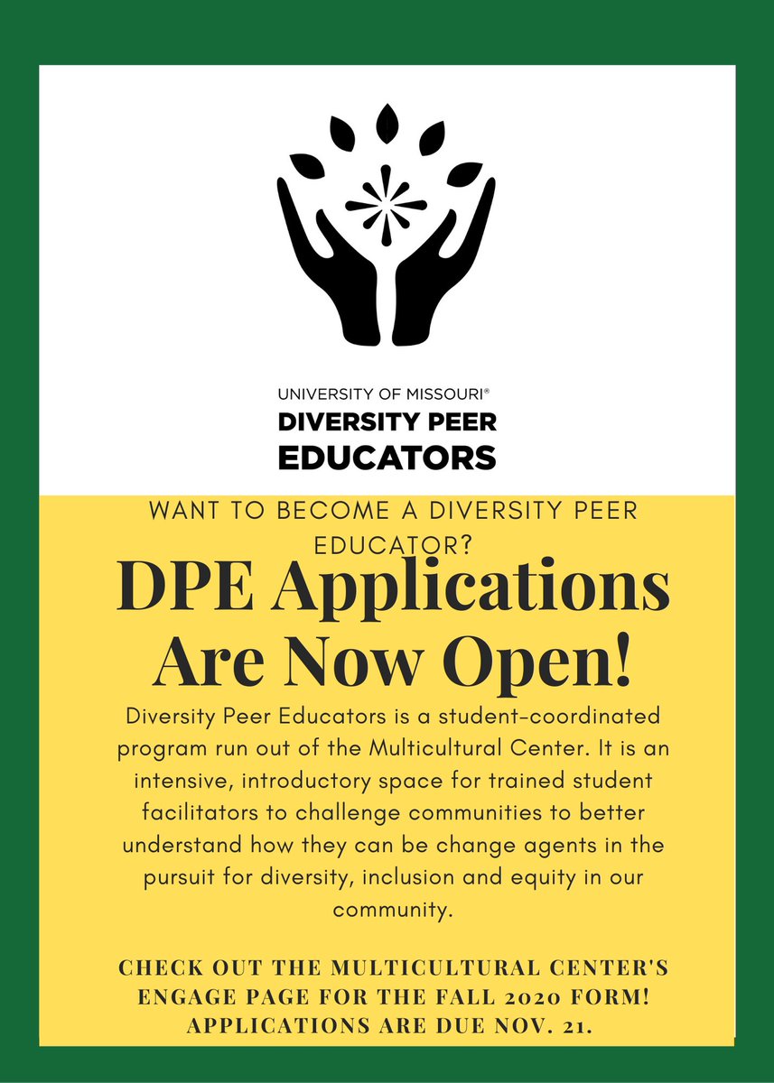 MU_DPE's tweet image. DPE applications close soon! You can find the form here: missouri.campuslabs.com/engage/submitt…