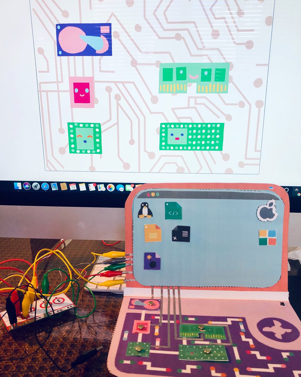 Steamthinking's tweet image. Hello Ruby Interactive computer with @makeymakey and @scratch. I had so much fun making this project and lessons. I’m adding this to my craft computing curriculum. #craftcomputing #coding #electronics