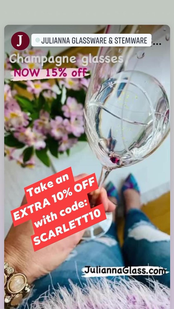 ❣️🛍 #SALE  #ScarlettSuggests ...
🥂 #SHOP #champagneglasses ... 25% OFF with my special code: SCARLETT10 
👉🏻 JuliannaGlass.com
.
#ShoppingWithScarlett 
@Julianna_glass 
#shopsmall  #smallbusiness #shoponline #shopping
#womanownedbusiness