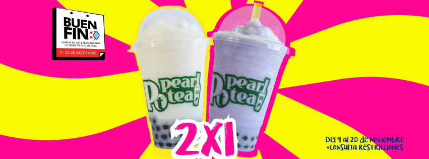 trianguloanimas's tweet photo. @Eltriangulo  Pearl Tea 88 se suma al #BuenFin con la siguiente promoción:

- Muestra esta imagen en la sucursal de #ElTriángulo y llévate 2 bebidas por el precio de 1.

*Bebida de 355ml. Incluye tapioca.
*Válido del 9 al 20 de noviembre.
#pearltea88 #smoothie #taro #tapioca #2x1 https://t.co/dKYgDIvdZC