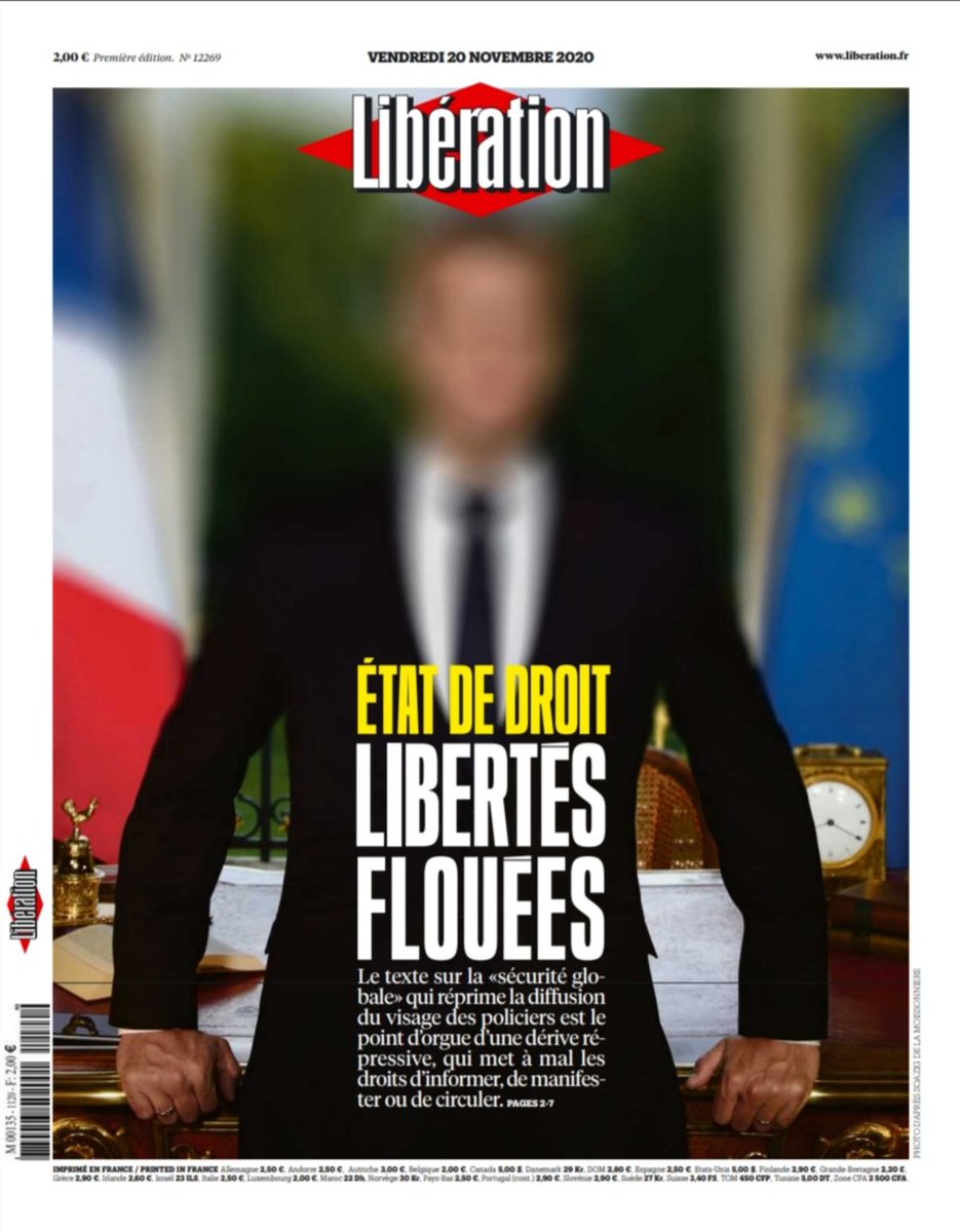 A la une de @libe 'État de droit. Libertés floués'