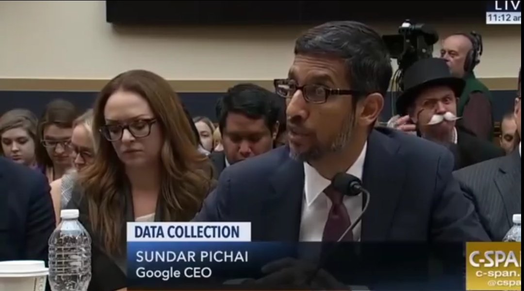 romitbose's tweet photo. Just a casual 2020 A.D. day:
Mr. @sundarpichai, CEO, @Google, testifying before the US Congress with Monopoly man in the background 🤦🏻
#weird2020 #waitwhat https://t.co/hWjH9Fmesi