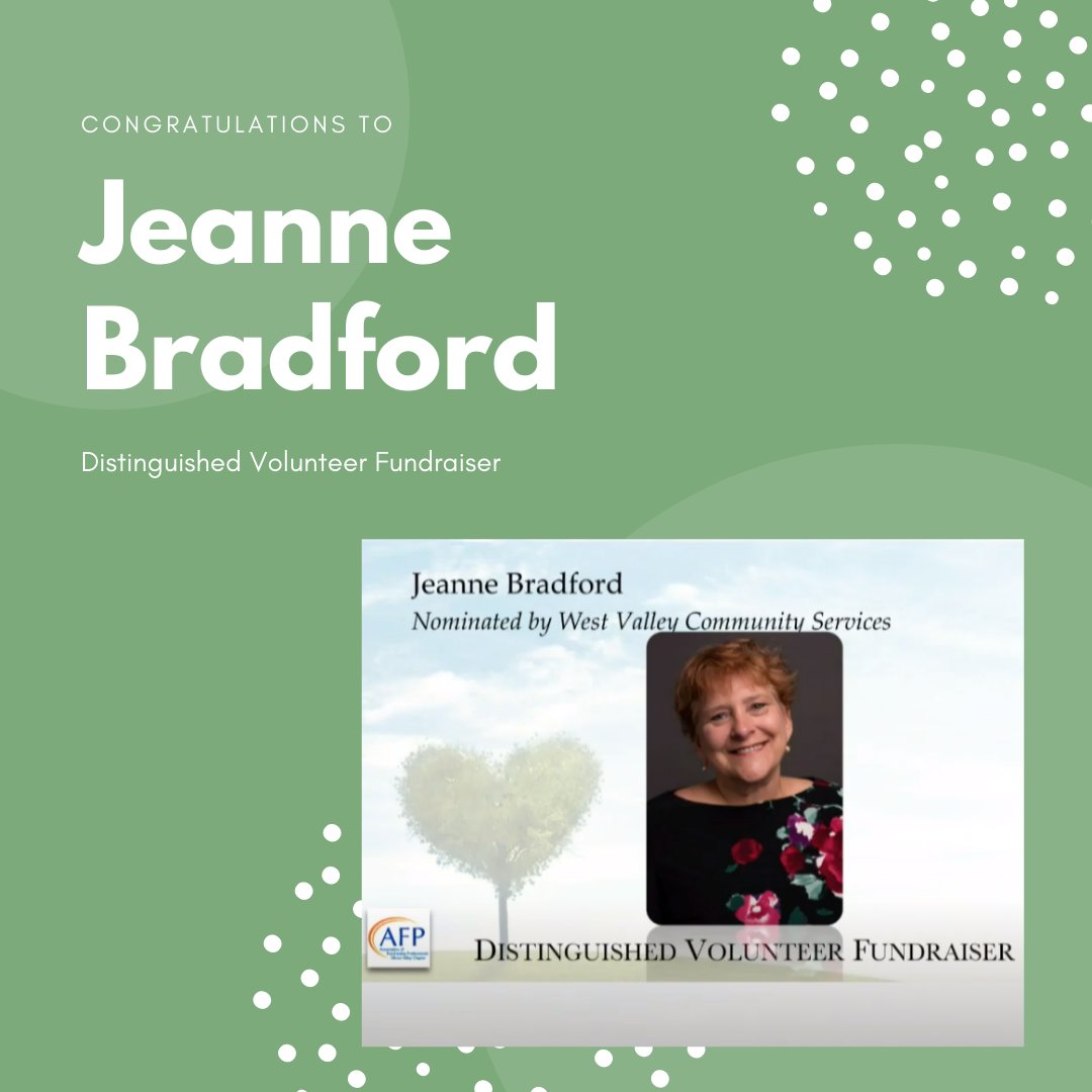 WestValleyCS's tweet photo. Congratulations to Jeanne Bradford, Distinguished Volunteer Fundraiser, honored today at Silicon Valley Philanthropy Day!
#AFP #SiliconValley #PhilanthropyDay #SVPD #AFPSV #NationalPhilanthropyDay #Community #Service #Volunteers #Philanthropy #Nonprofit #WVCS https://t.co/rxEh52920v