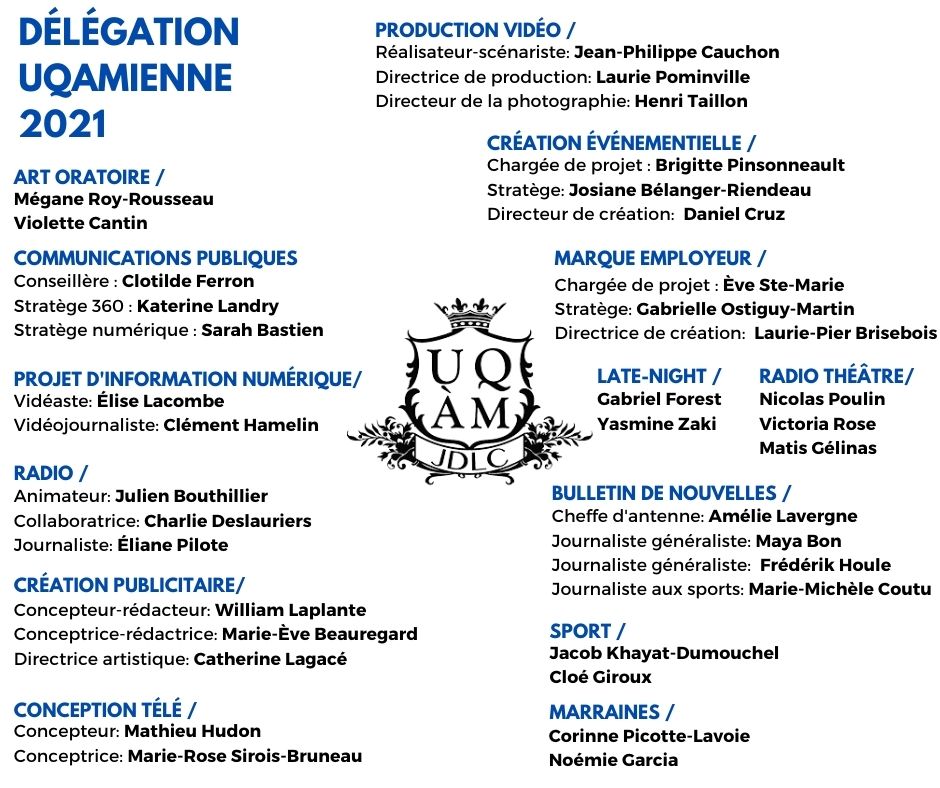 Les <a href="/jeuxdelacom/">Jeux de la com</a> sont de retour! La délégation de l'<a href="/UQAM/">UQAM | Université du Québec à Montréal</a> est formée et se prépare pour la compétition annuelle qui aura lieu du 3 au 7 mars 2021.