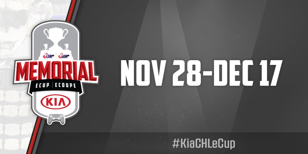 monctonwildcats's tweet photo. Introducing the premiere Memorial eCup presented by
@KiaCanada. All 60 teams across the @CHLHockey
will compete to be crowned the ultimate Memorial eCup champion! #KiaCHLeCup
More details: https://t.co/4Jq3Jzhjhx https://t.co/UmxjoMC8fS