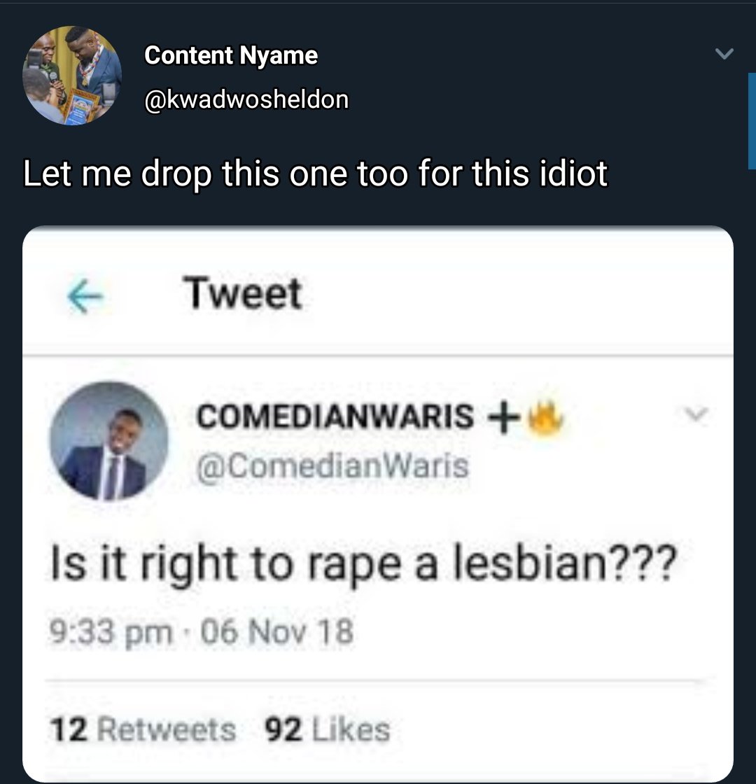 6. Kwadwo Sheldon still over the rape wahala dropped one receipt from comedian Warris