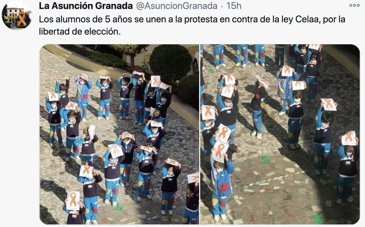 FonsiLoaiza's tweet photo. Los colegios concertados (gestión privada subvencionados con fondos públicos) utilizando niños como arma de protestas. Son los mismos que dicen que en "las escuelas catalanas adoctrinan". Lamentable. https://t.co/NqQYI5tccl