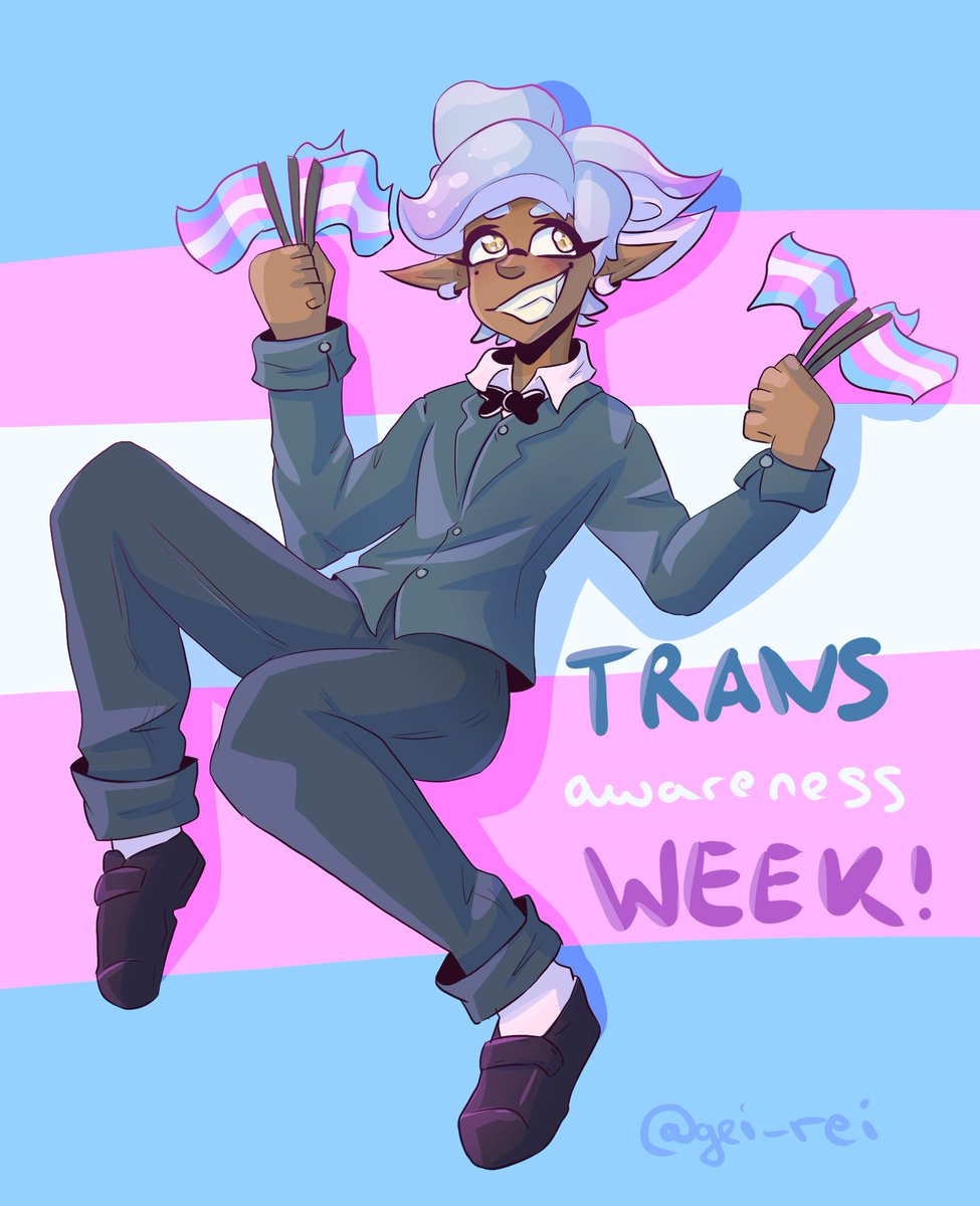 reiko_rei_'s tweet image. Marie says trans rights! 🏳️‍⚧️💜

#splatoon #TransAwarenessWeek2020