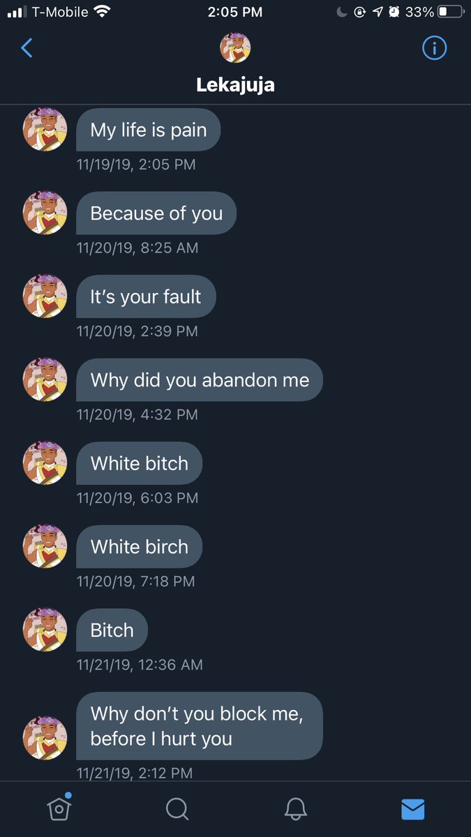 and for context, this guy is a straight up psycho!! Several weeks ago I blocked this account when I finally saw all these msgs. Yesterday I start getting eerily similar msgs 