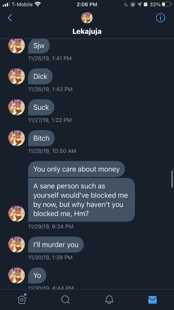 and for context, this guy is a straight up psycho!! Several weeks ago I blocked this account when I finally saw all these msgs. Yesterday I start getting eerily similar msgs 