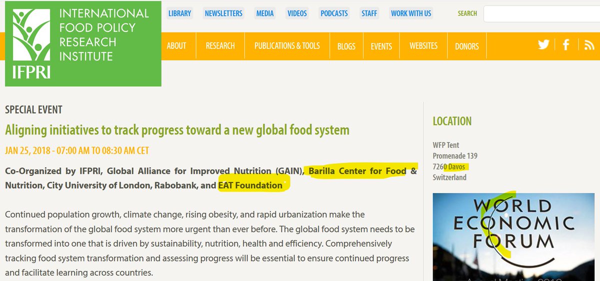 Rewind to  #Davos (World Economic Forum - yes indeed) 2018: Barilla's BCFN already figuring out with EAT *how* to " #track food system transformation &  #assess progress" There you have it: the job which is now done by the World Benchmarking Alliance (of which Barilla is member).