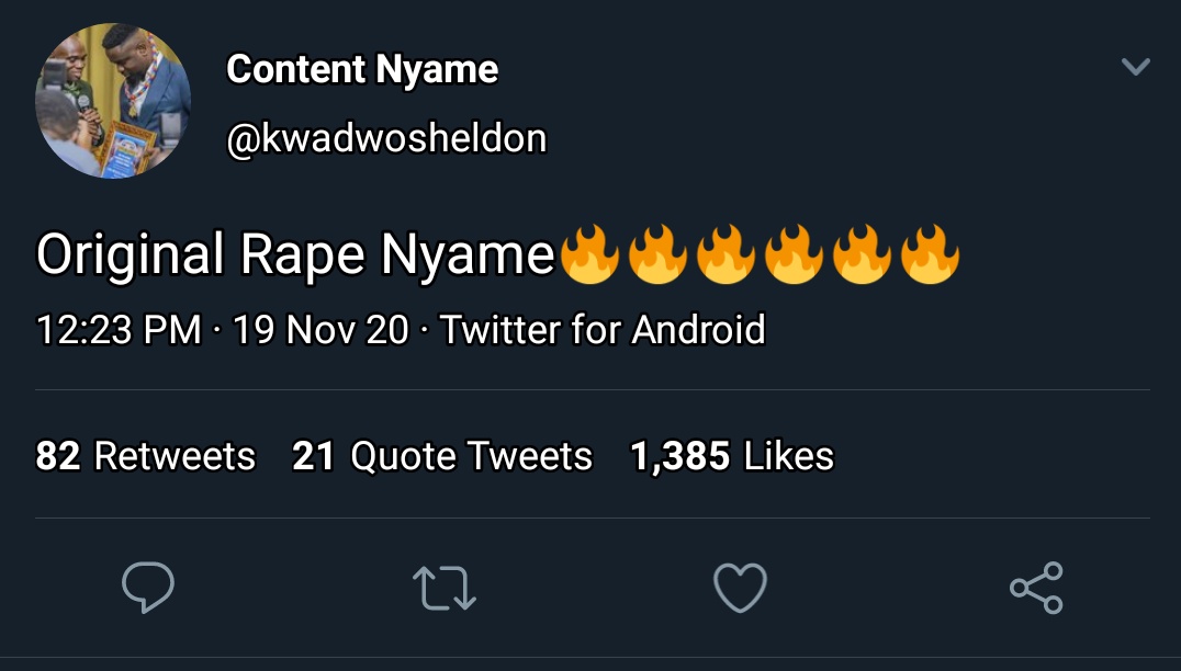 7. Yawa don gasKwadwo Sheldon called Teacher Kwadwo Original Rape Nyame " and Teacher released Kwadwo Sheldon's receipt where he spoke about raping one of his followers on Facebook. Teacher Kwadwo then called him "Raping Nyame Mu Nyame".