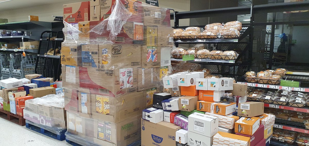 davidcragg's tweet photo. When @asda Middlebrook wonder why all their bakery items haven't sold, it might be due to all these pallets 🤦‍♂️ https://t.co/yos1hjWteb