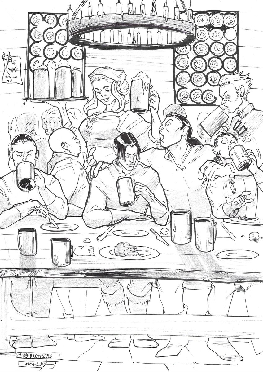 LauraPanico_Ak's tweet photo. LOKTOBER 2020
day 19: brothers
traditional draw and inking
At the end of the mission, the Sarafans knights take relax and beers in the Tavern near the Stronghold.
#SoulReaver2 #bloodomen #sketch #Loktober #legacyofkain #raziel #turel #zephon #rahab #dumah #melchiah https://t.co/8XDrVQp0ky