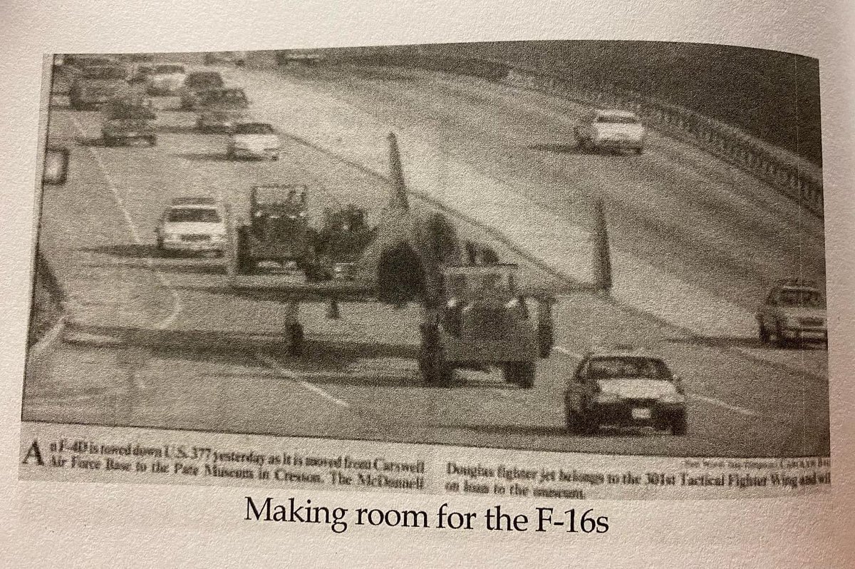 #Warriors, check out this #ThrowbackThursday! Pictured is a F-4DII Phantom, which our wing flew before the F-16C/D Fighting Falcon! The picture shows one of the jets being towed down US 377 for a musuem display loan!
#301FW #AFRC #ReserveCitizenAirmen #HistoryAF #ReserveReform