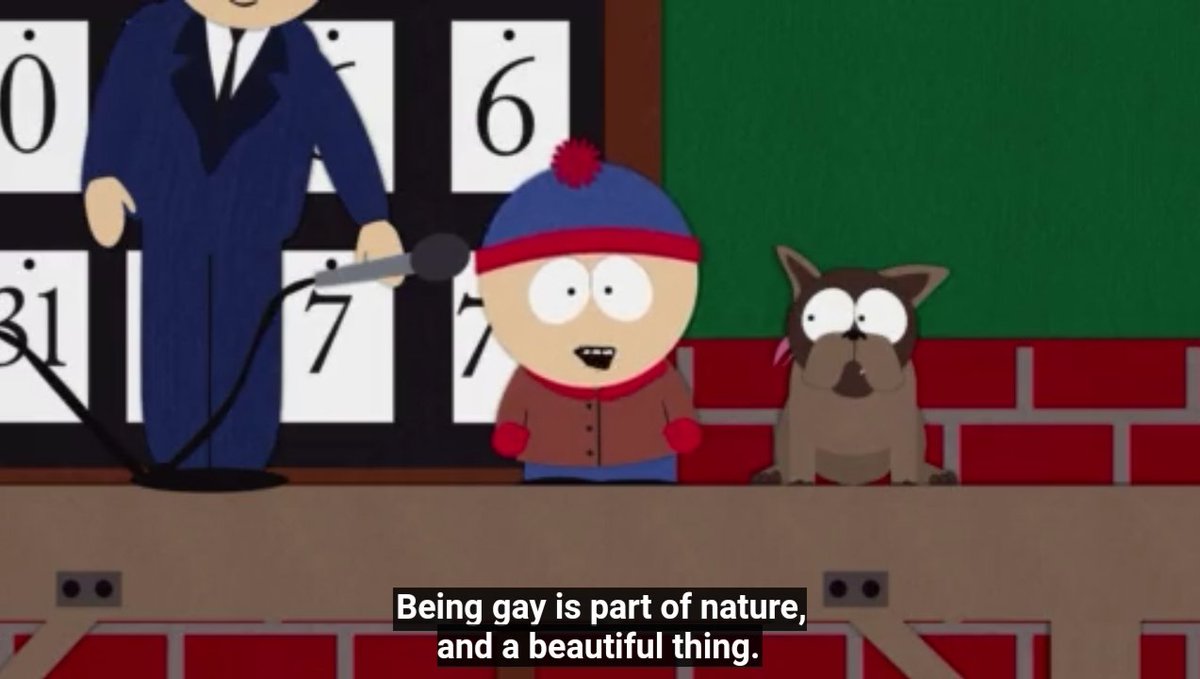 DailyMarsh's tweet image. Stan and Sparky (say gay rights)
[Season 1, Episode 4: "Big Gay Al's Big Gay Boat Ride"]