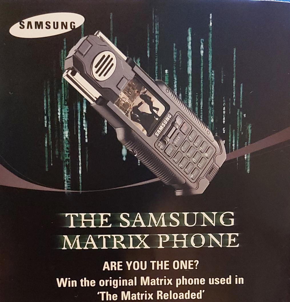 Check out this flyer for 'The Samsung Matrix Phone' from 2003. 😜 Those were the days... @theMrMobile @MKBHD #whenphoneswerefun