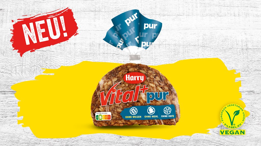 Veganer Brotgenuss und das ohne Weizen, Mehl und Hefe? Das geht jetzt mit unserem neuen Harry Vital + pur. 100 % Hafervollkorn und viele knackige Kürbis- und Sonnenblumenkerne machen es zum perfekten Leckerbissen. Jetzt brandneu in eurem Brotregal. Zugreifen lohnt sich!