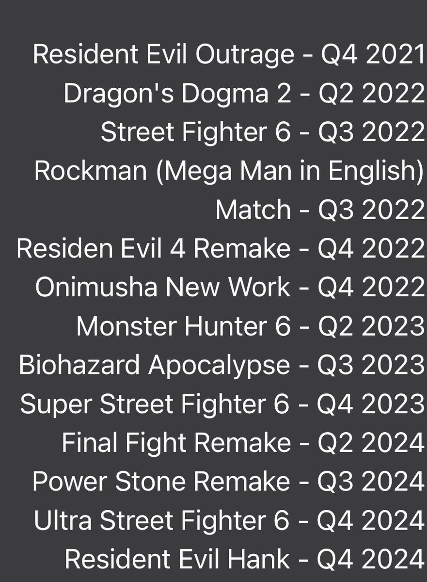 Teaa_8's tweet photo. Rumor : New leaked about upcoming games for capcom
#PS5 #PS4 #PlayStation5 #PlayHasNoLimits #CapcomLeaks #Capcom https://t.co/DKeIzWLfLU