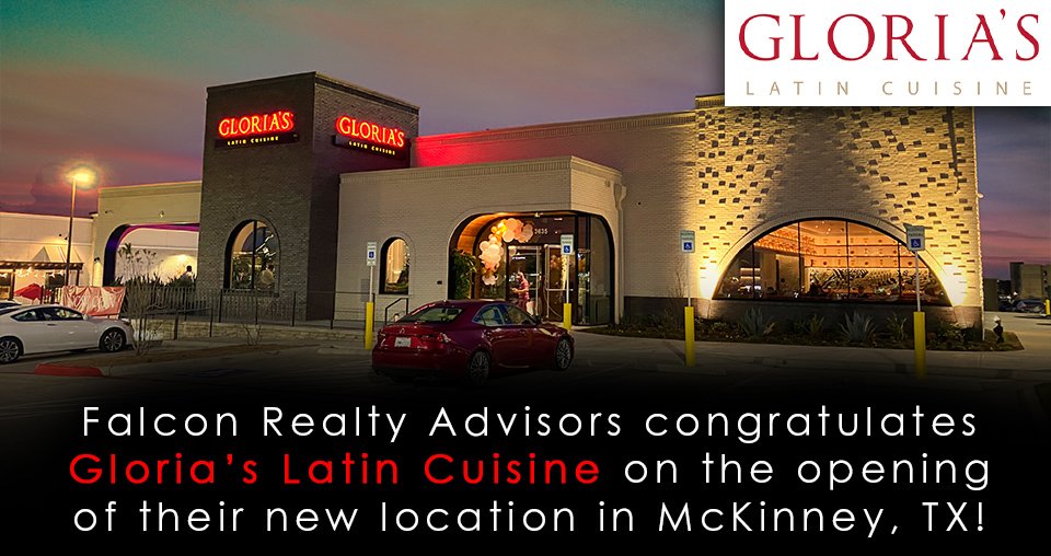 falcon_cre's tweet photo. Congratulations to @GloriasCuisine on the opening of their newest location in McKinney, TX located at 3635 W University Dr, McKinney, TX 75071
For more information, please reach out to Tey Tiner:
tey@falconcompanies.com • (214) 534-3683
#cre #openings #falconrealty https://t.co/2BORbQc32G