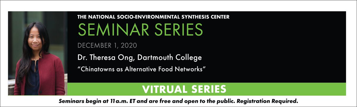 sesync's tweet photo. Join us Dec. 1 for the final virtual seminar of our fall series with Dr. Theresa Ong @supagr8 for a talk on “Chinatowns as Alternative Food Networks.” Learn more &amp; register here: https://t.co/dIwBJI8iEB https://t.co/a4iGgi04Dh