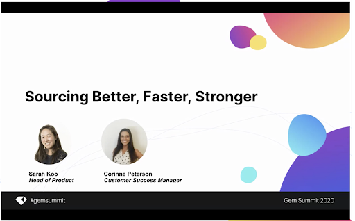 Gem_Software's tweet photo. Everyone wants to be better, faster, and stronger, right? Sarah Koo and Corinne Peterson are showing us how the Gem platform helps talent acquisition teams source better, faster and stronger, right now at #gemsummit. https://t.co/EFLNXHlGdP