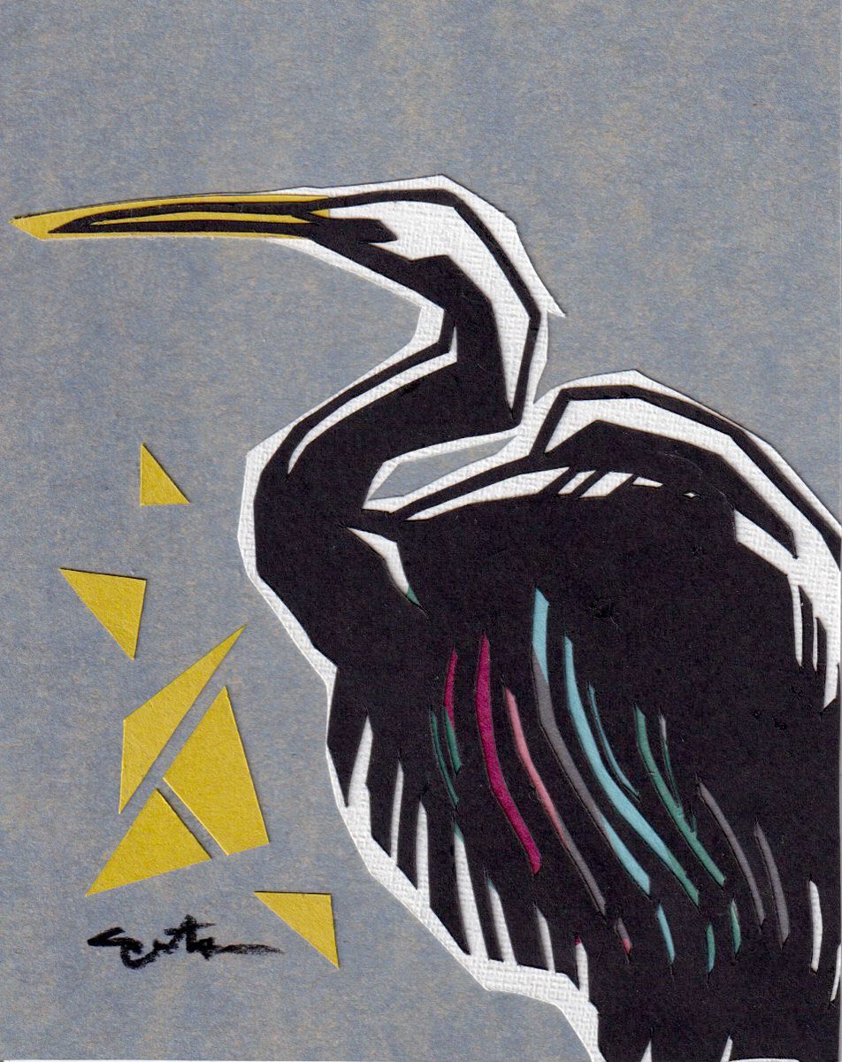 切り絵作家 草太 今日の切り絵 シラサギ フリーハンド切り絵 イラスト