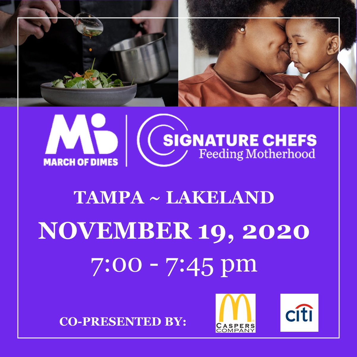 Join us TONIGHT 7:00-7:45pm for the Tampa-Lakeland Signature Chefs Auction &amp; Concert; Presented by <a href="/CaspersCompany/">Caspers Company</a> and <a href="/Citi/">Citi</a>   marchofdimesevents.org/event/tampa-si…