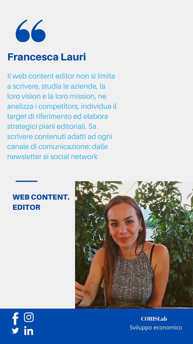 CorisLabSE's tweet photo. Vi presentiamo ora le nostre #webcontenteditor
°
#smm20 #smm #communication #comunicazione #sviluppoeconomico #studentisapienza #studenticoris #sapienza https://t.co/0utwMAqPXa