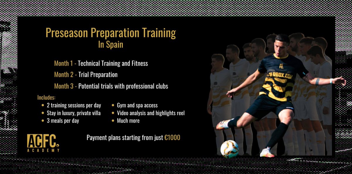 SoccerSmartUSA's tweet photo. Looking to get a head start on the 2021/22 season?

Our Spanish Preseason Preparation Camp is the ideal thing for you. Spend three months in the sun getting yourself in perfect condition and trialing with professional and semi pro clubs.

Apply now at https://t.co/uwaAirjYaU https://t.co/i9yuK1bEmC
