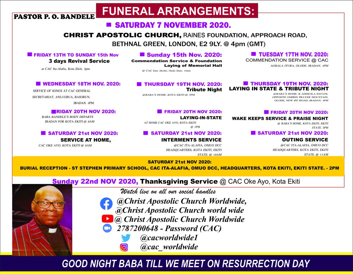 LYING-IN-STATE &amp; OUTING SERVICE OF LATE PASTOR PAUL OLORUNFEMI BANKOLE @ KOTA EKITI