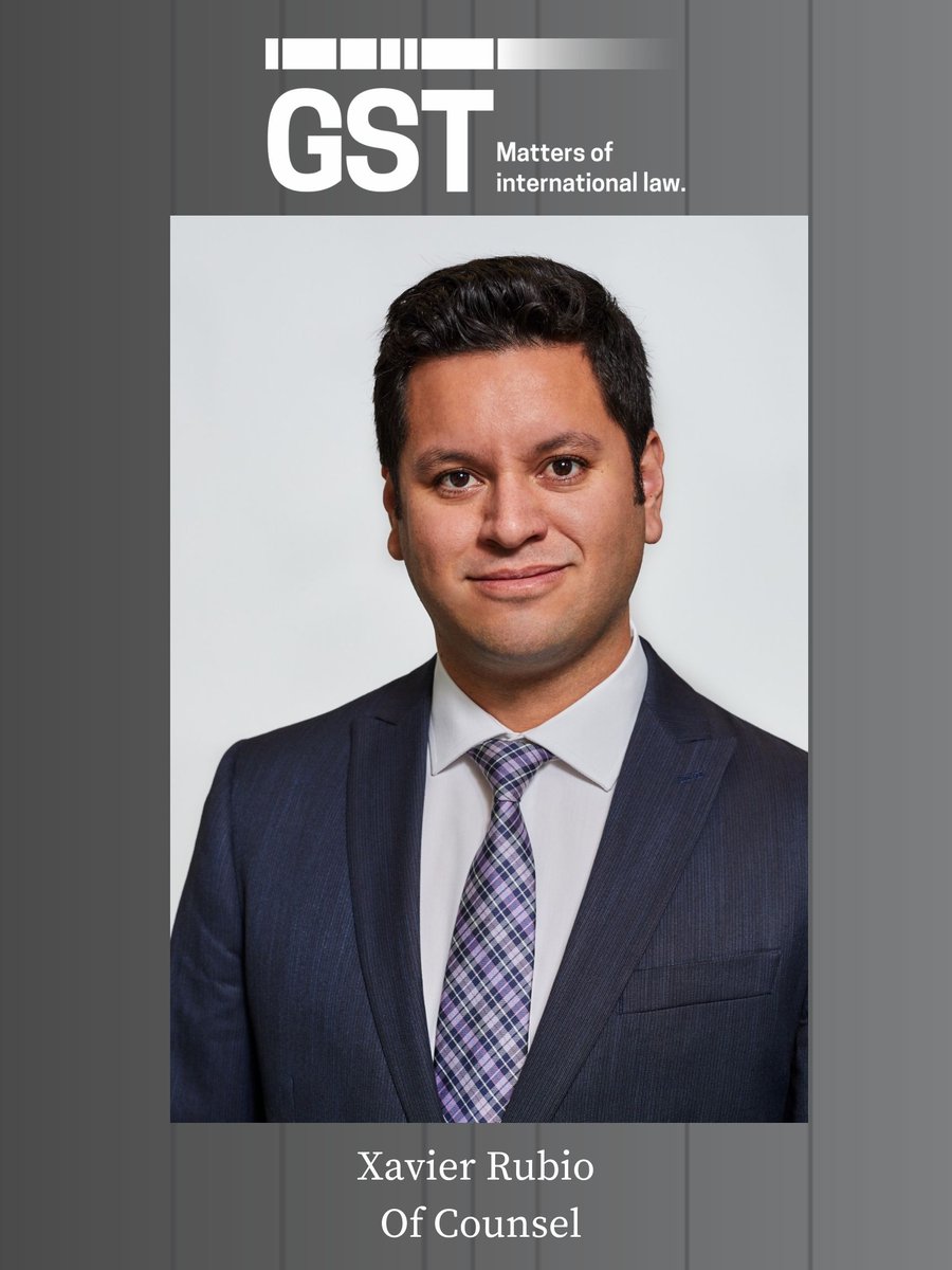 gstllp's tweet photo. Meet Of Counsel Xavier Rubio! Based in our #Miami office, his practice focuses on international investment disputes, commercial arbitration & cross-border litigation. He is expert on matters related to oil & gas, the environment & renewable energy.
#GSTLLP #MeetTheTeam https://t.co/6bGtLH3T4y