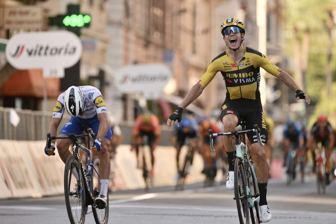 Wout Van Aert2020: 12 podiums dont 6 victoires, 2 étapes du Tour, 1 du Dauphiné, MSR, Strade Bianche, champion de Belgique du chrono, 3e de Milan-TurinPlus beau sprint: Milan-San Remo (vainqueur devant Alaphilippe)