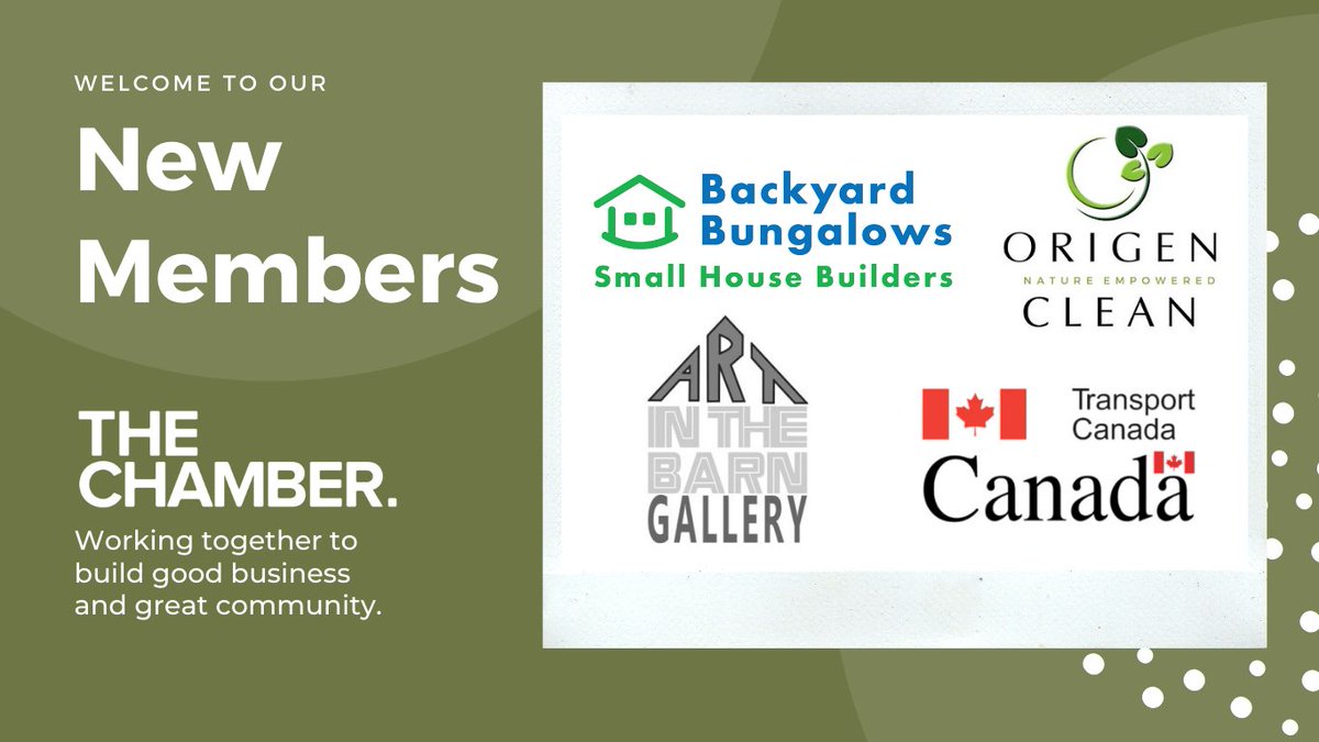 We are excited to welcome our newest members @BackyardBungalo, @OrigenClean, Art in the Barn, and @Transport_gc! 🏠🌱🎨🍁

#YYJBiz #welcome #memberspotlight #newmembers #victoriachamber #chambernetwork #victoriabc #yyj