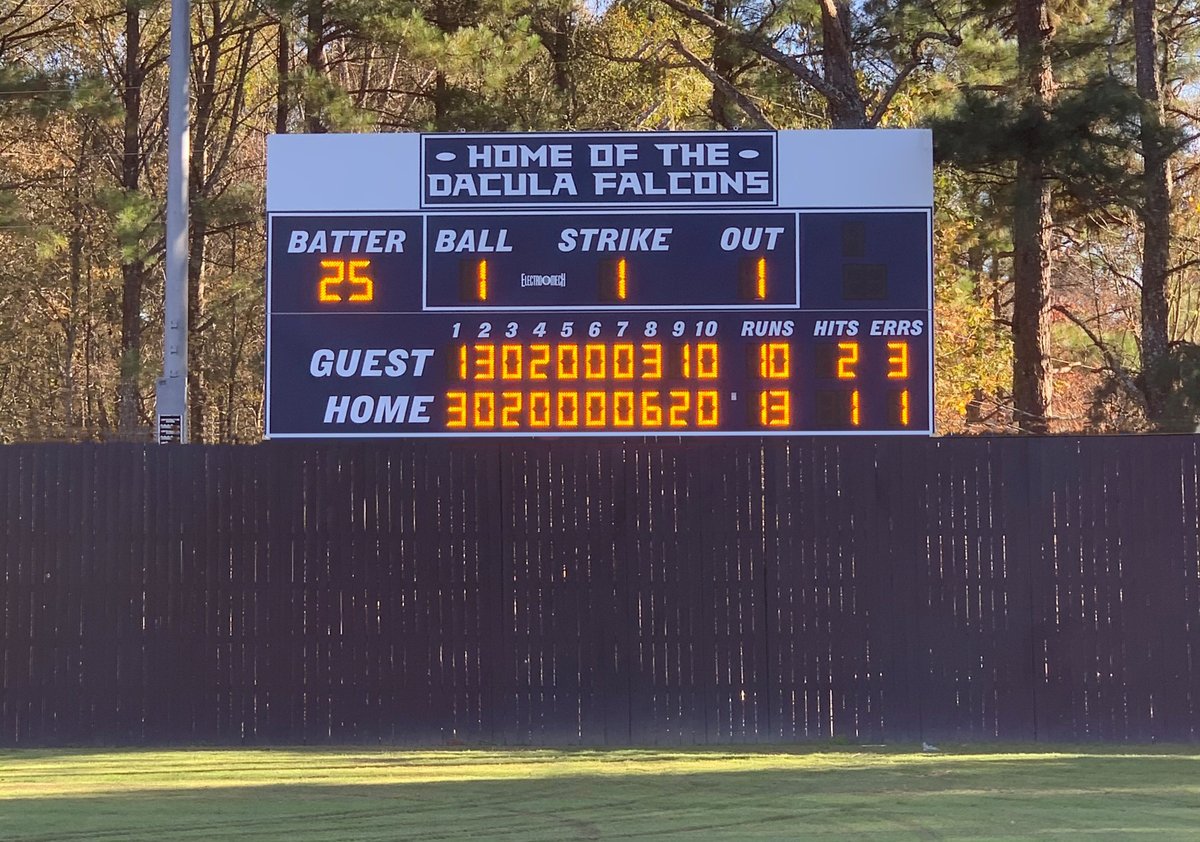em_scoreboards's tweet photo. @_DaculaBaseball continuing the tradition of being a #TeamElectroMech member with this new LX1750 install at @DaculaHS - Special thanks to Scoreboard Service for another job well done!
#YouPlayTheGame #WellKeepTheScore #Baseball #scoreboard #GHSA https://t.co/bgLJEB3L5P